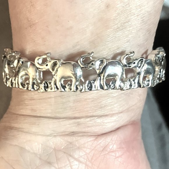 ELEPHANT STRETCH bracelet SILVER TONE  12 links in silhouette - ALABAMA No Brand - Picture 1 of 5